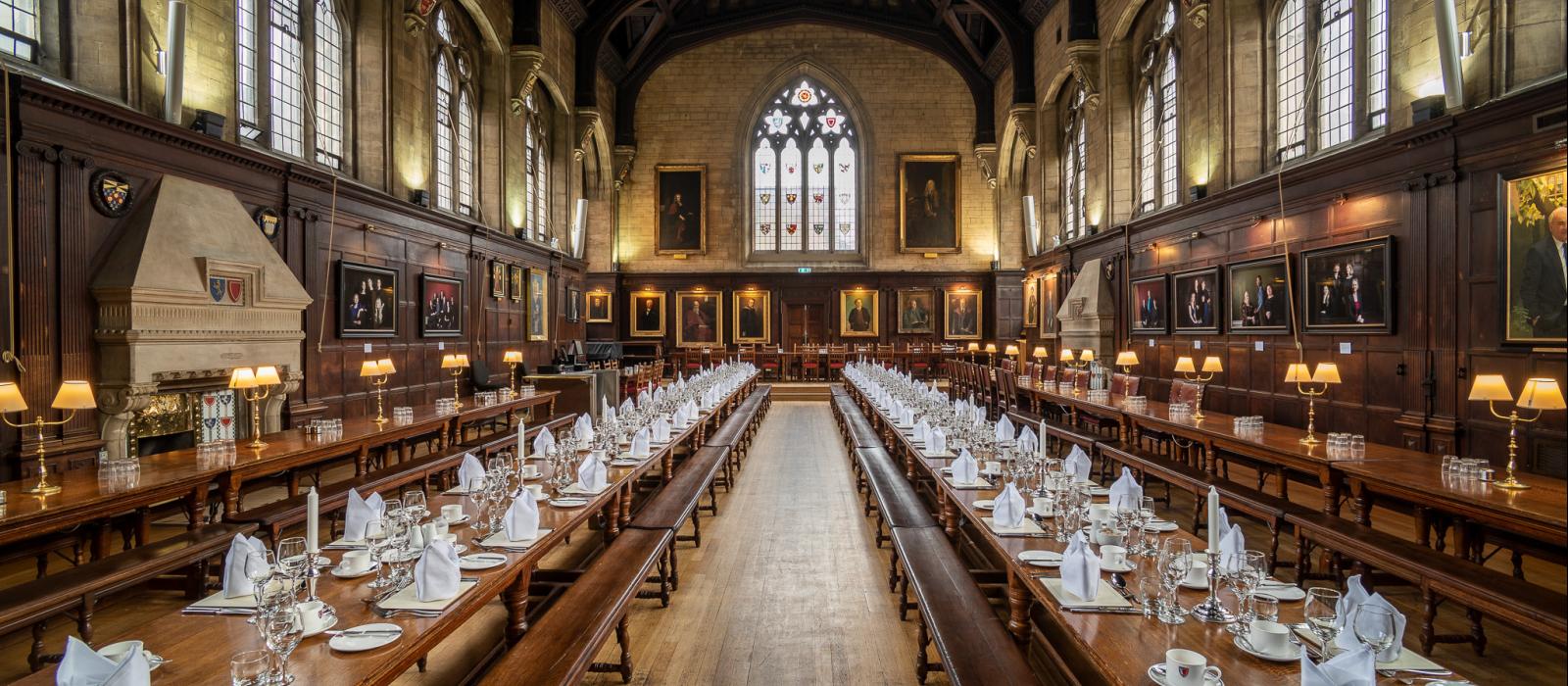 The grand dining hall of Balliol College, Oxford, founded in 1260 and still operating over 760 years later